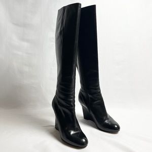 Black Knee high Wedge Boots